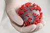 Coronavirus in gloved hand