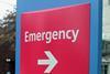 A sign to an emergency department