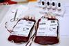 Two packets of donated blood