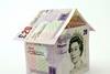 A house made of two twenty pound notes