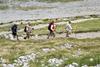 4 older people hiking on a rural path