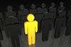 graphic depicting yellow man standing out in the crowd