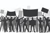 industrial action strike placard protest