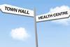 Sign post for town hall and health centre