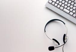 Telephone headset and keyboard