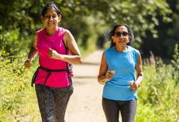 Two women running