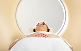 Woman in body scanner