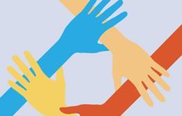 Illustration showing interlinked arms