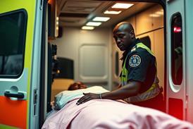Black paramedic and ambulance, AI generated
