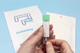 Rectal cancer screening test stock photo