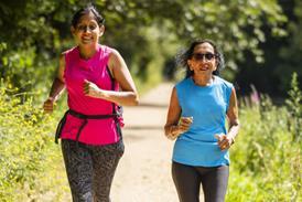 Two women running