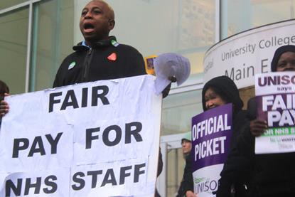 NHS staff on picket line