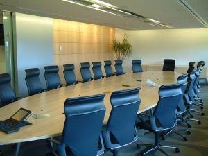 Empty board room table