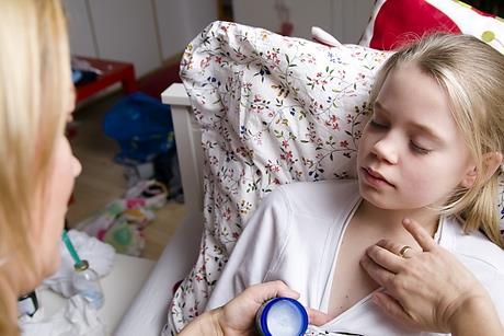 A young girl with a chest infection