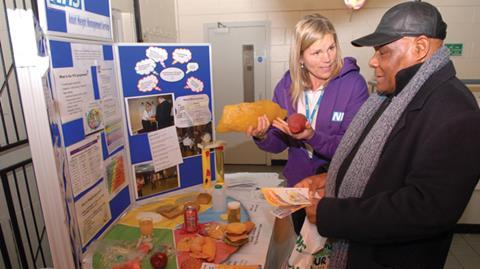 Macmillan giving nutritional advice at wellbeing clinic