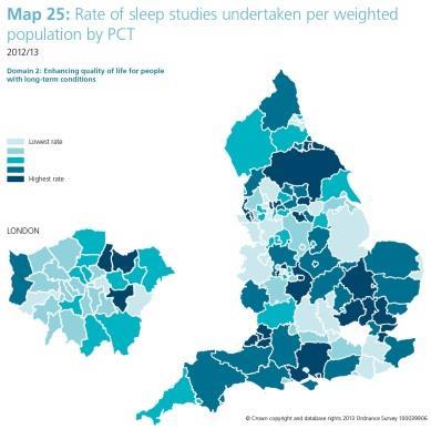 Rate of sleep studies undertaken per weighted population by PCT