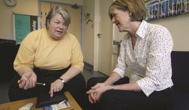 Diabetes patient and nurse