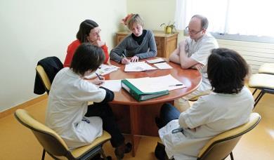 Group of people sitting round a table