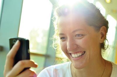 Woman looking at smartphone