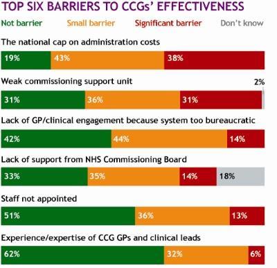 Bar charts: Top 6 barriers to CCG effectiveness