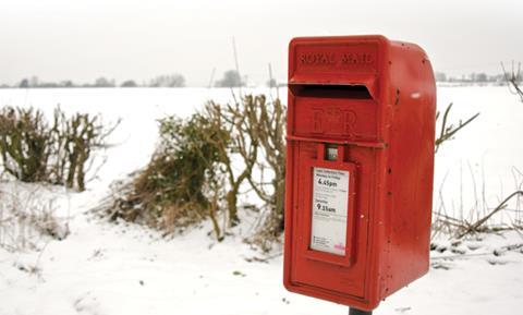 A postbox in the snow