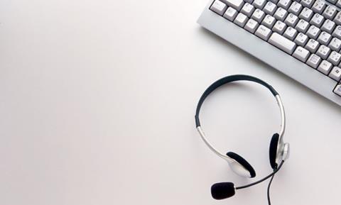 Telephone headset and keyboard