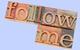 Letter press blocks spelling out "follow me"
