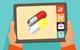 Ipad/tablet computer with image of pills on